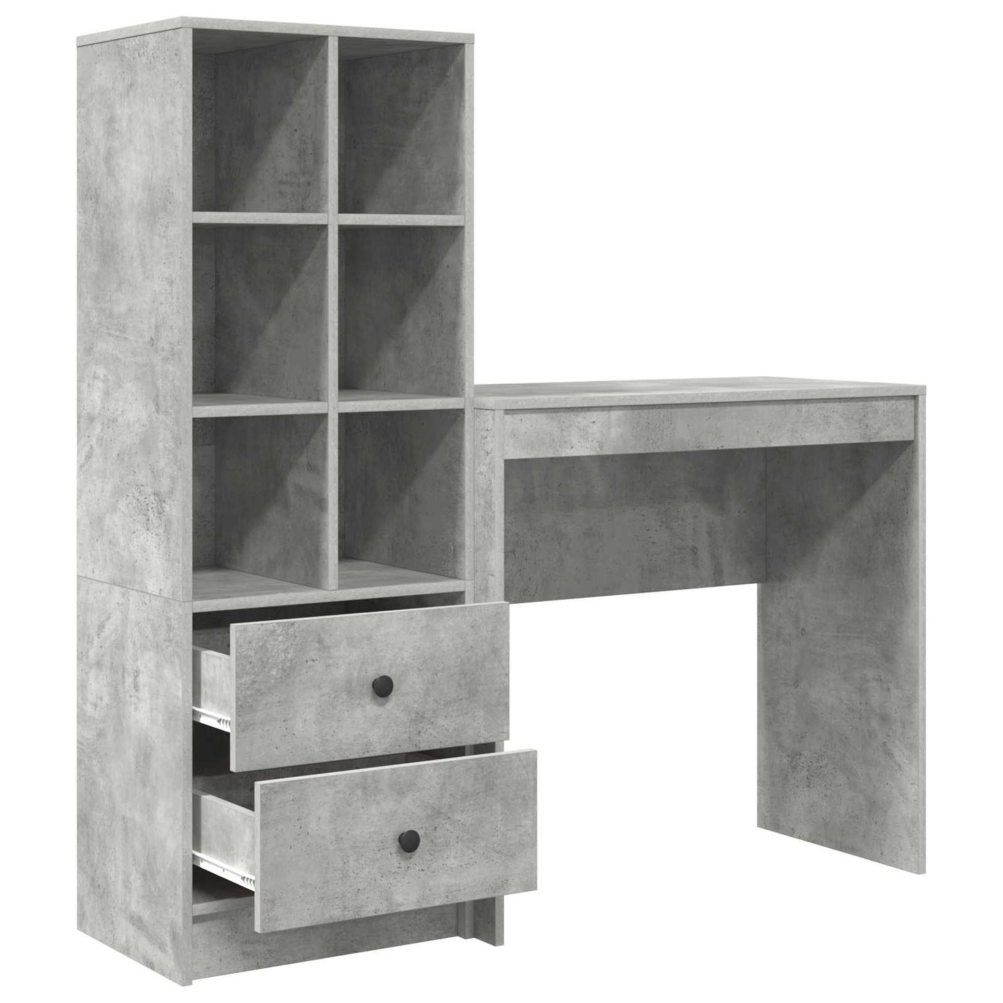 Desk with Drawer with Shelf with Storage 2 pcs Concrete Grey