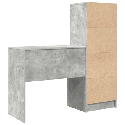 Desk with Drawer with Shelf with Storage 2 pcs Concrete Grey