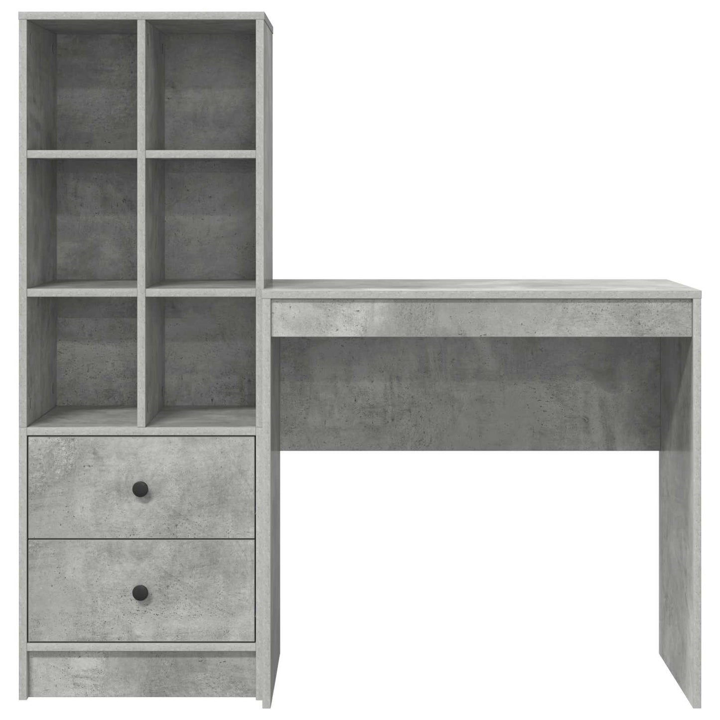Desk with Drawer with Shelf with Storage 2 pcs Concrete Grey