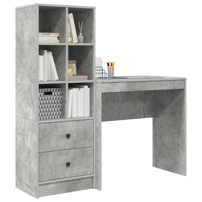 Desk with Drawer with Shelf with Storage 2 pcs Concrete Grey