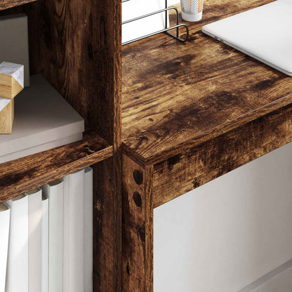 Desk with Drawer with Shelf with Storage 2 pcs Smoked Oak