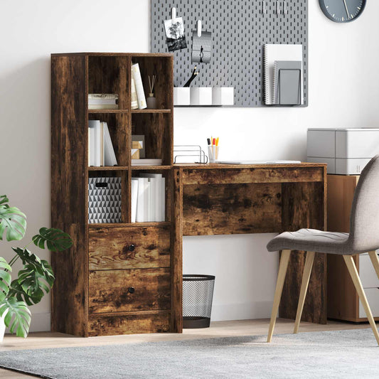 Desk Smoked Oak 125.5 x 40 x 127 cm 2 pcs
