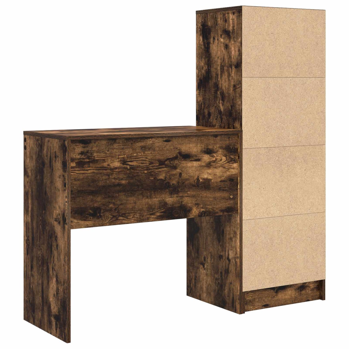 Desk with Drawer with Shelf with Storage 2 pcs Smoked Oak
