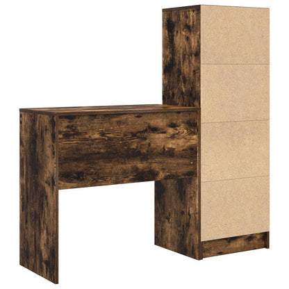 Desk with Drawer with Shelf with Storage 2 pcs Smoked Oak