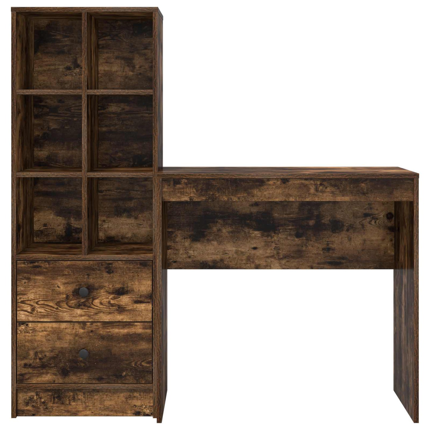 Desk with Drawer with Shelf with Storage 2 pcs Smoked Oak