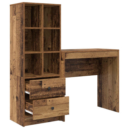 Desk with Drawer with Shelf with Storage 2 pcs Old Wood