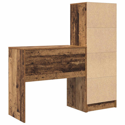 Desk with Drawer with Shelf with Storage 2 pcs Old Wood