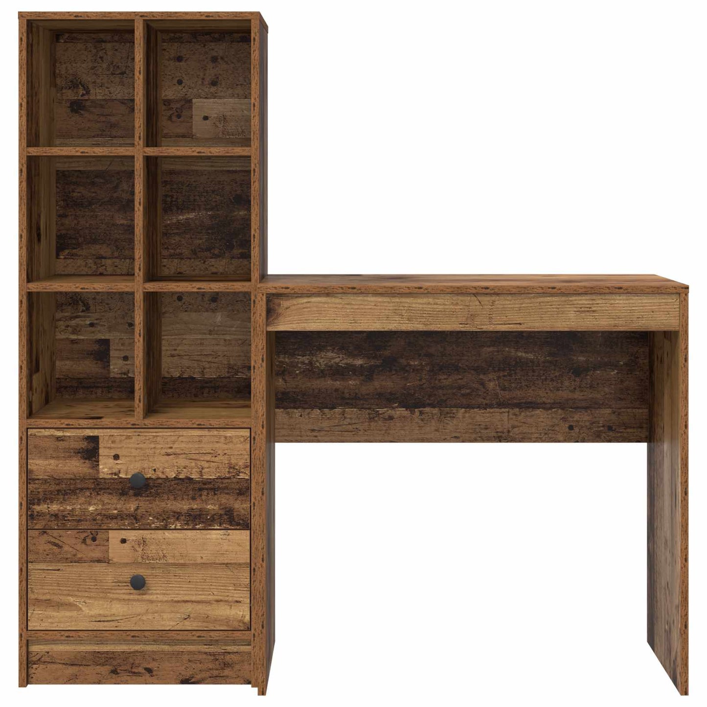 Desk with Drawer with Shelf with Storage 2 pcs Old Wood