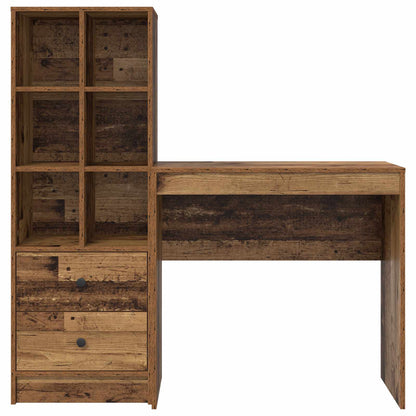 Desk with Drawer with Shelf with Storage 2 pcs Old Wood