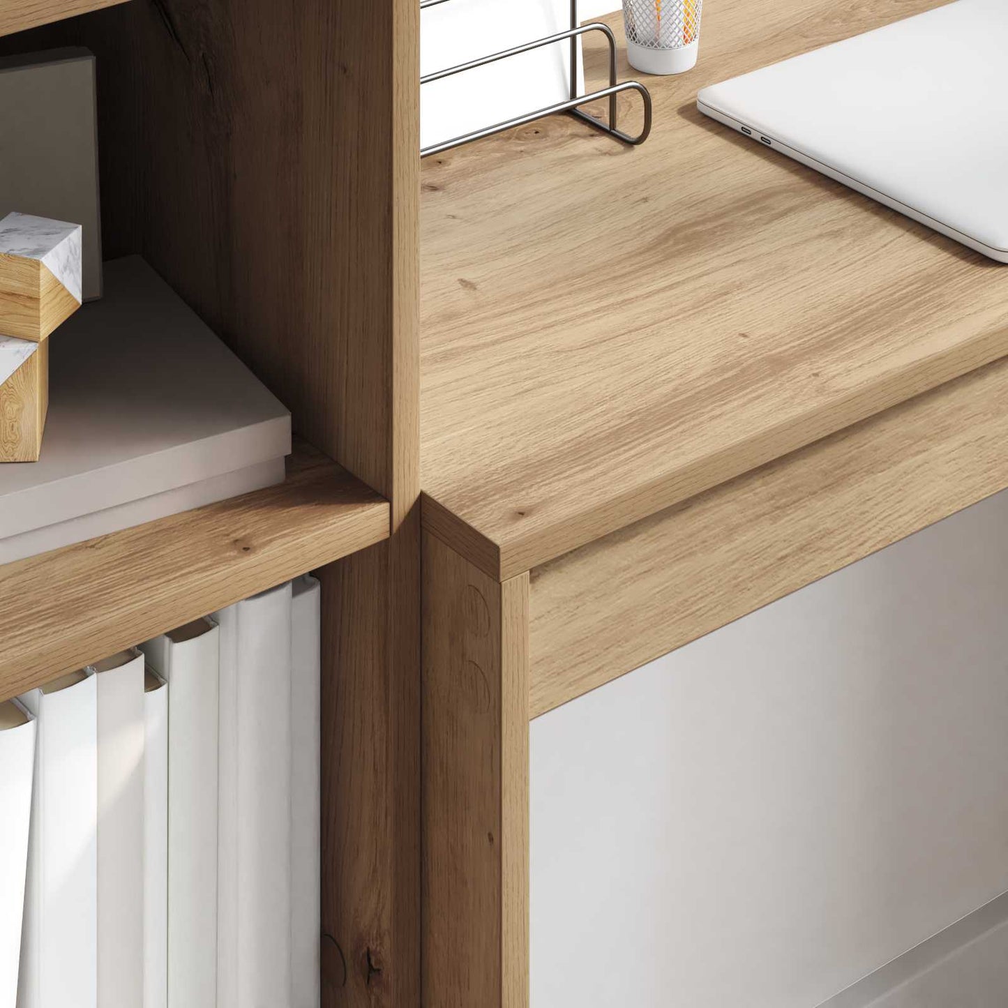 Desk with Drawer with Shelf with Storage 2 pcs Artisan Oak