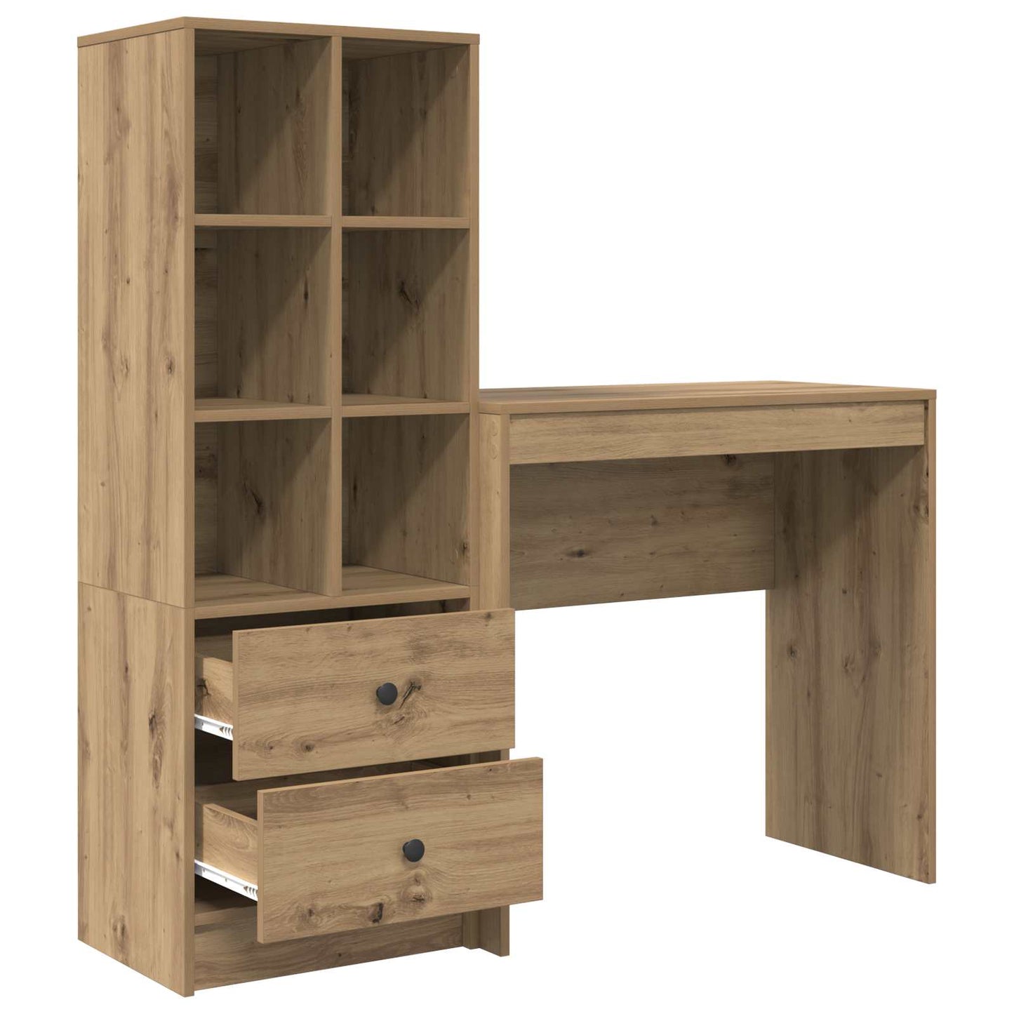 Desk with Drawer with Shelf with Storage 2 pcs Artisan Oak