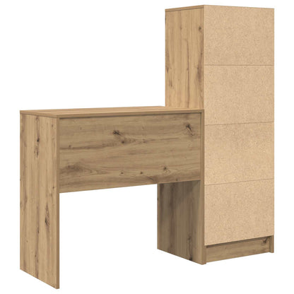 Desk with Drawer with Shelf with Storage 2 pcs Artisan Oak