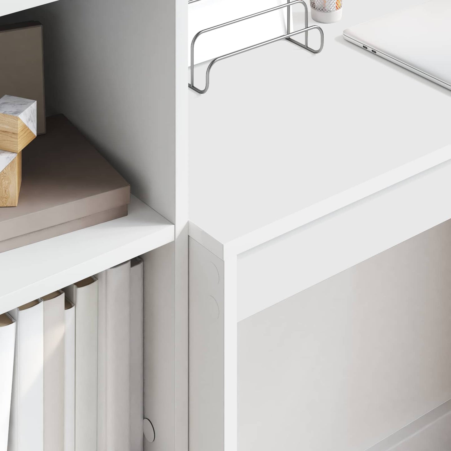 Desk with Drawer with Shelf with Storage 2 pcs White