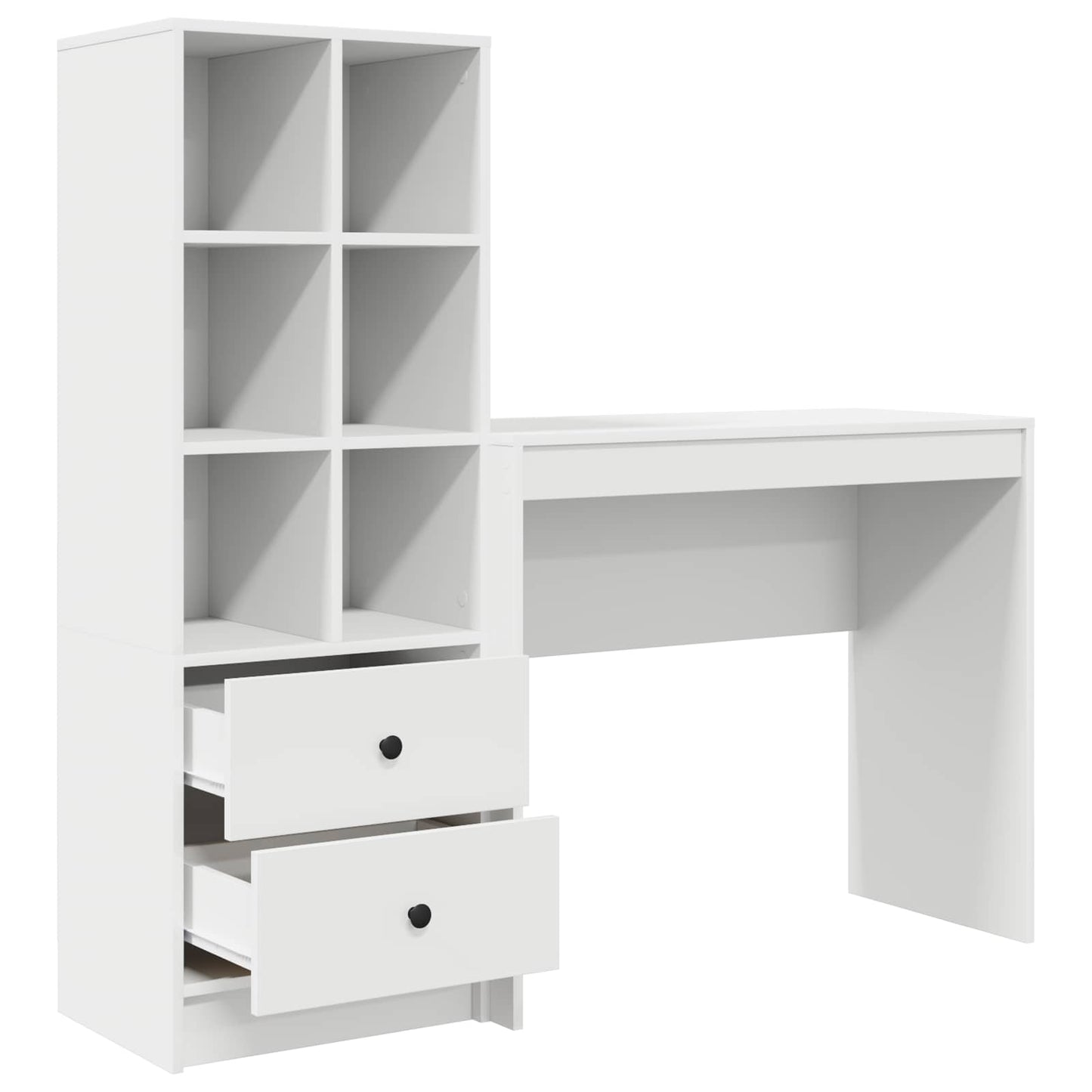Desk with Drawer with Shelf with Storage 2 pcs White
