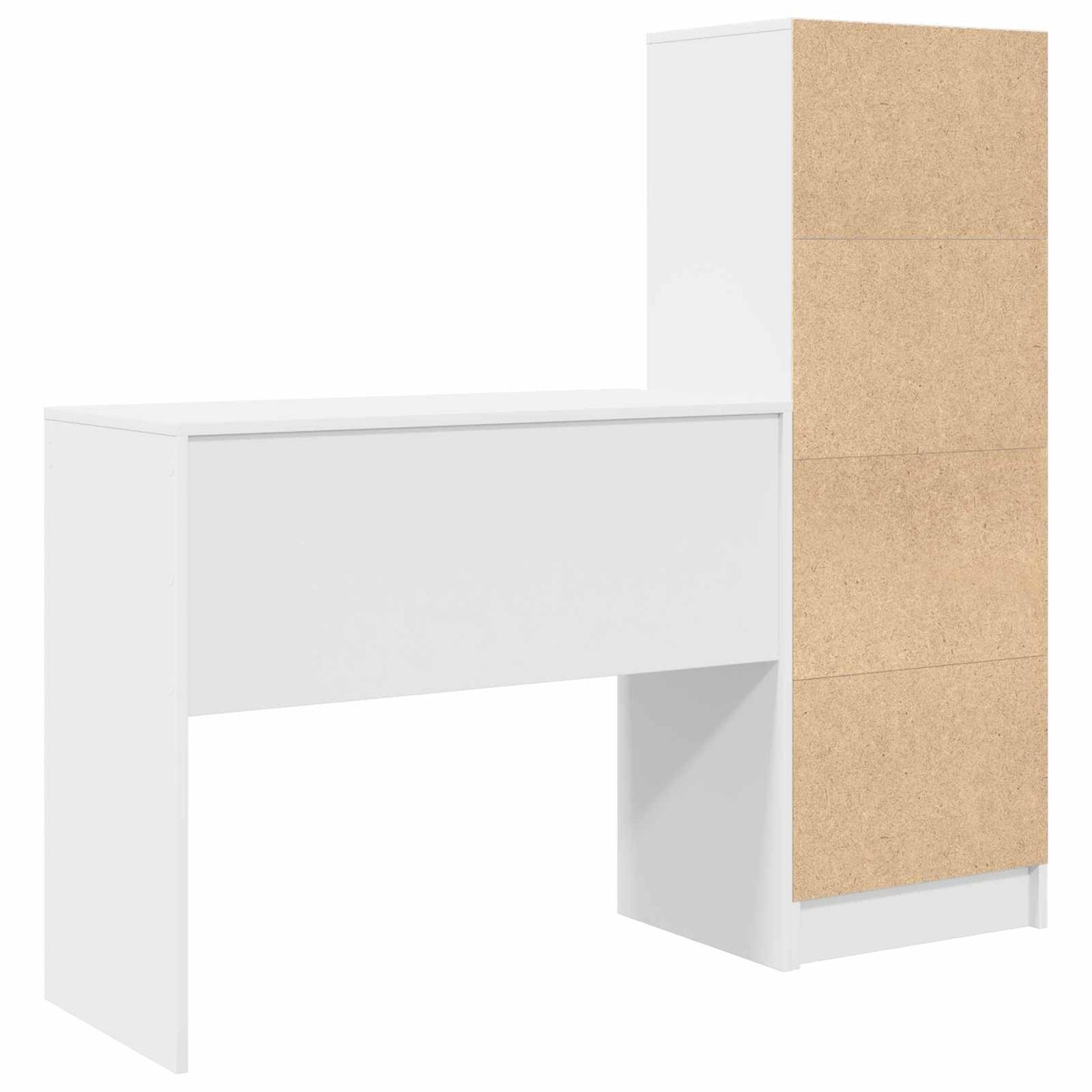 Desk with Drawer with Shelf with Storage 2 pcs White