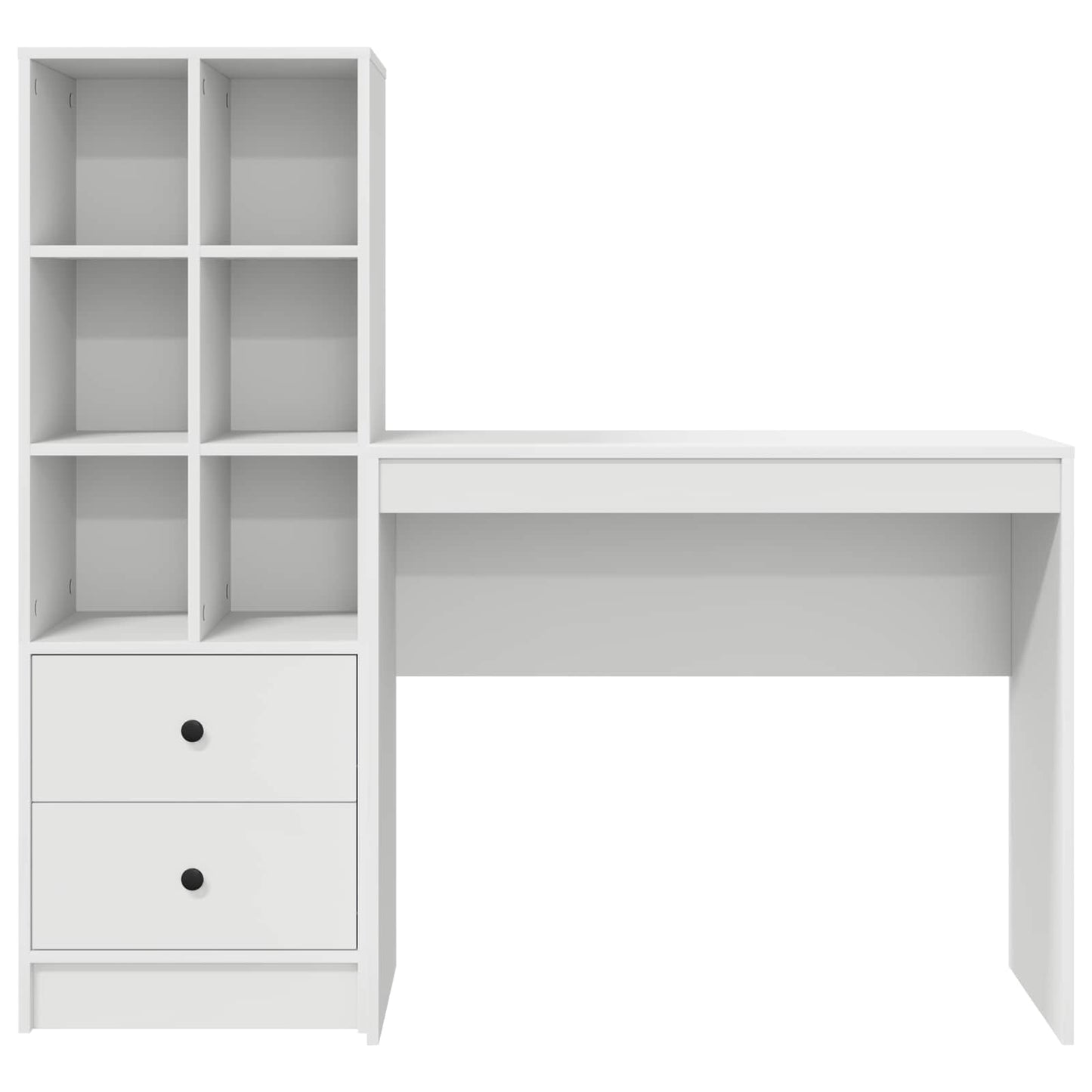 Desk with Drawer with Shelf with Storage 2 pcs White