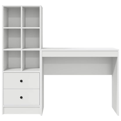 Desk with Drawer with Shelf with Storage 2 pcs White