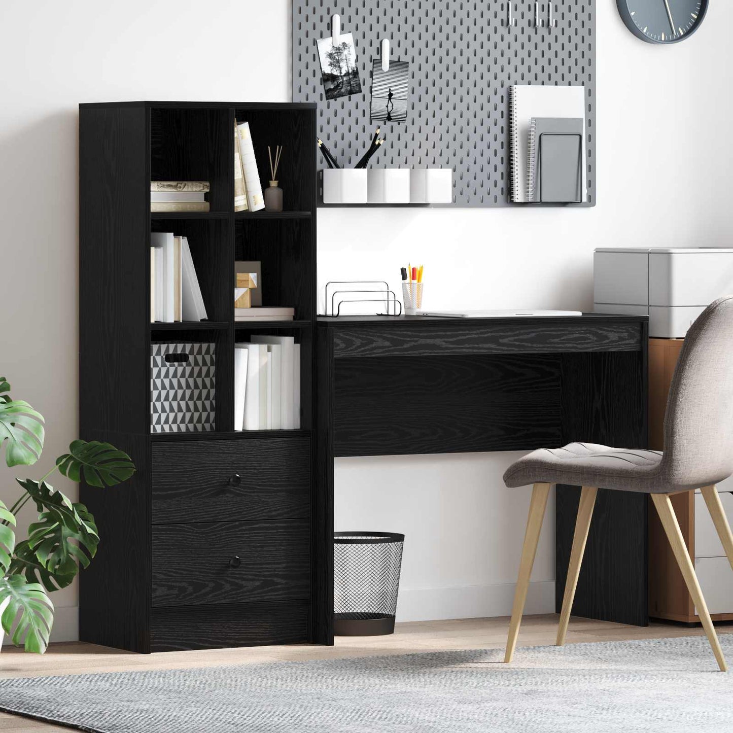 Desk Black Oak 135.5 x 40 x 127 cm 2 pcs