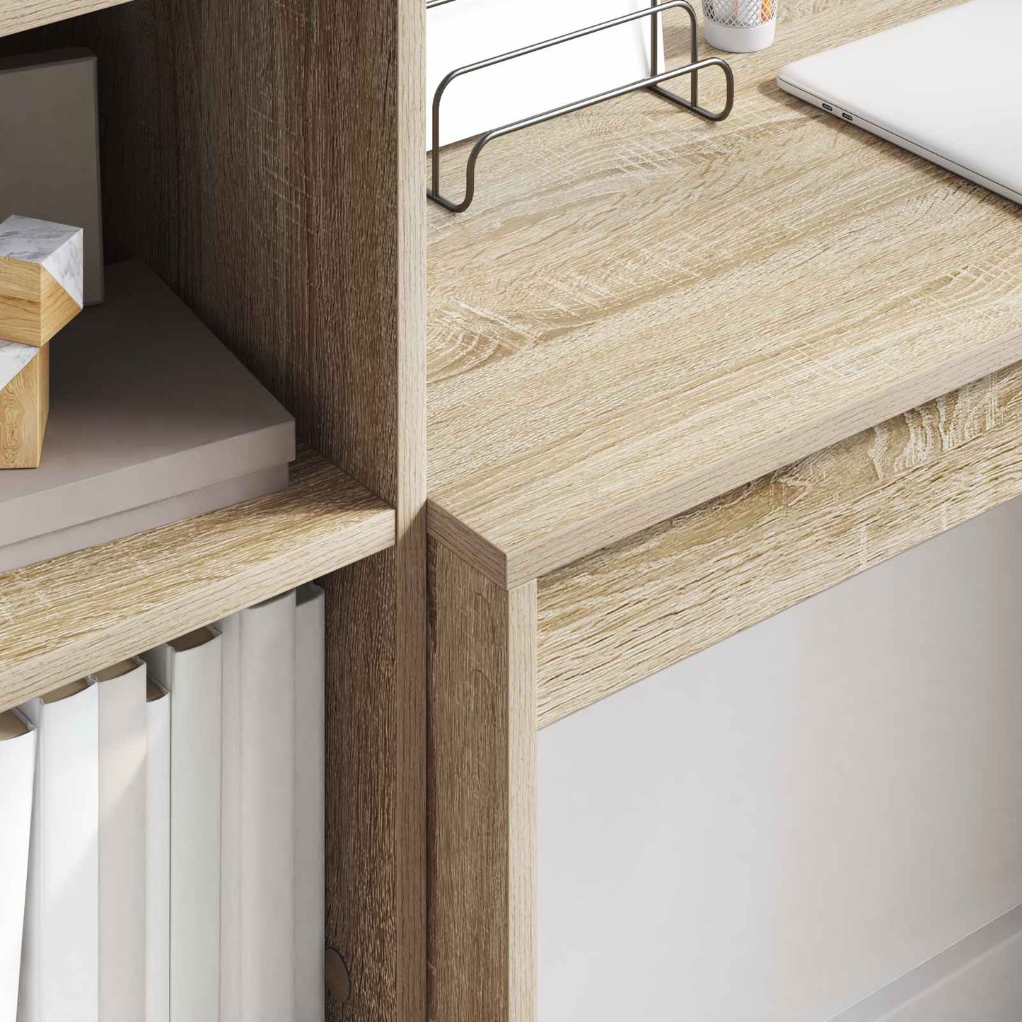 Desk with Drawer with Shelf with Storage 2 pcs Sonoma Oak