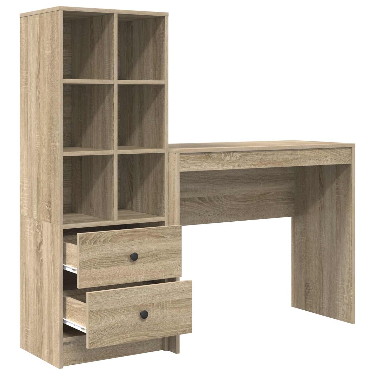 Desk with Drawer with Shelf with Storage 2 pcs Sonoma Oak