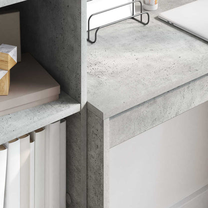 Desk with Drawer with Shelf with Storage 2 pcs Concrete Grey