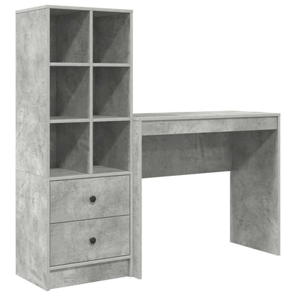Desk with Drawer with Shelf with Storage 2 pcs Concrete Grey