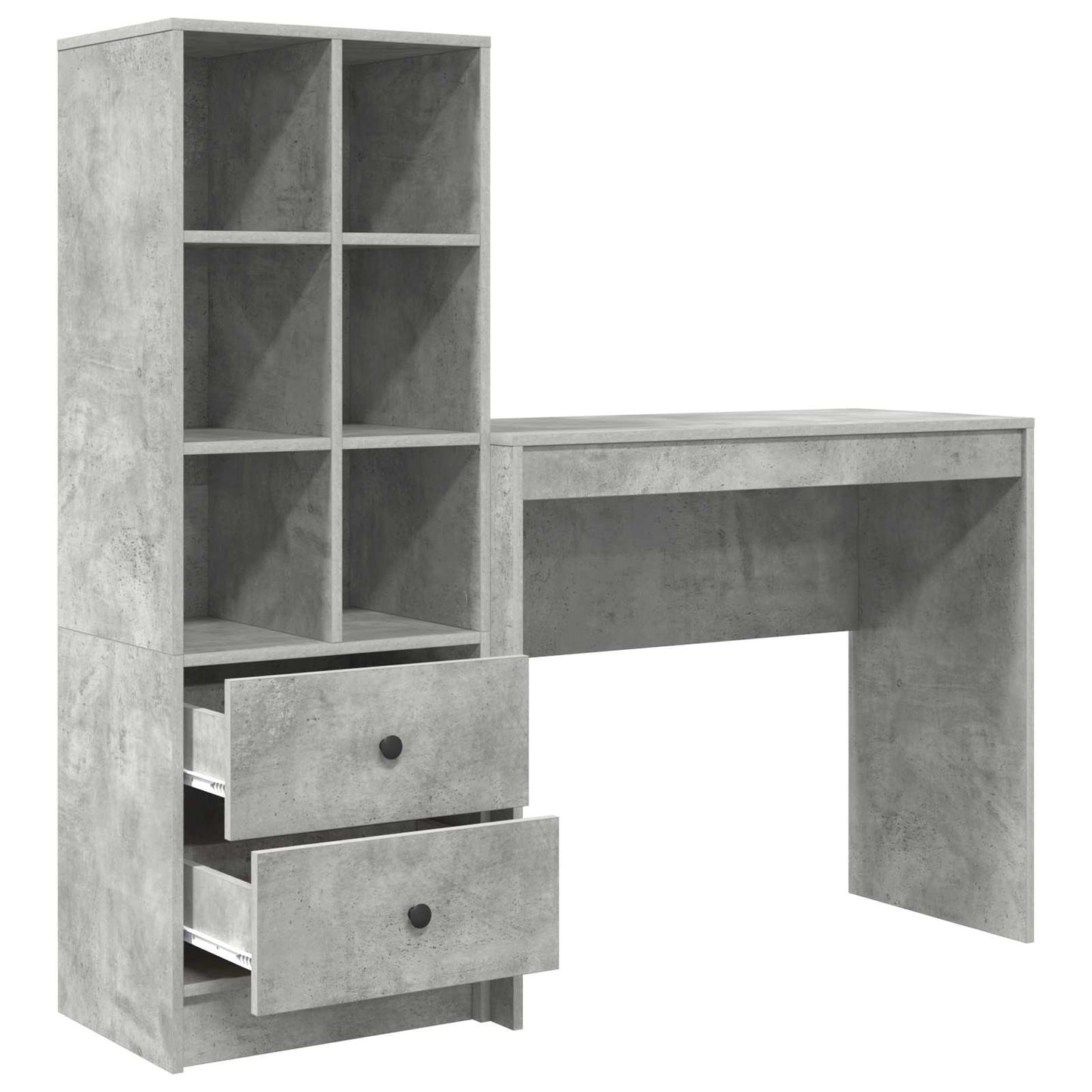 Desk with Drawer with Shelf with Storage 2 pcs Concrete Grey