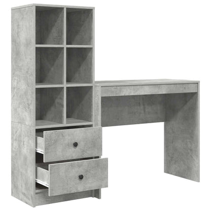 Desk with Drawer with Shelf with Storage 2 pcs Concrete Grey