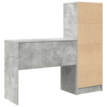 Desk with Drawer with Shelf with Storage 2 pcs Concrete Grey