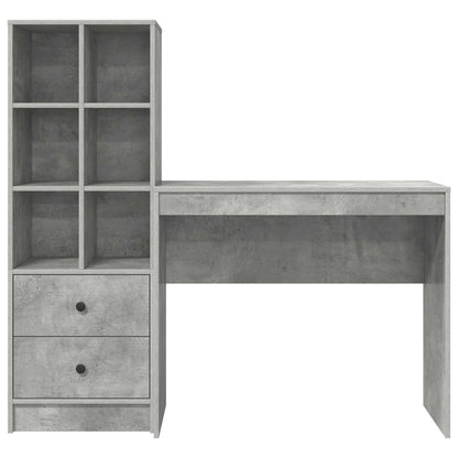 Desk with Drawer with Shelf with Storage 2 pcs Concrete Grey