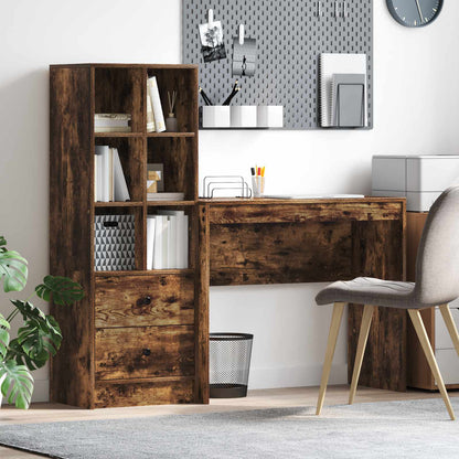 Desk with Drawer with Shelf with Storage 2 pcs Smoked Oak