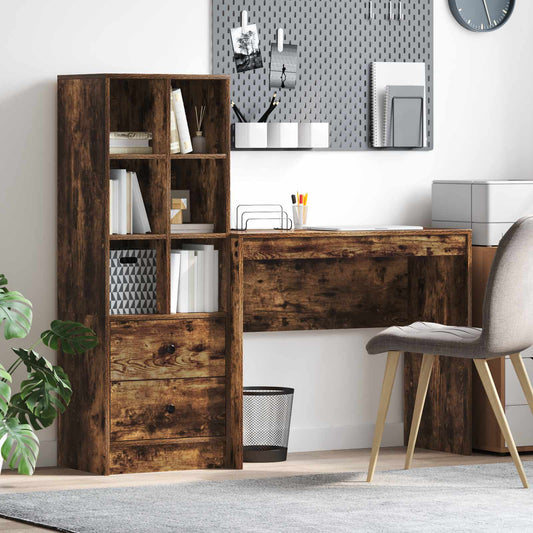 Desk Smoked Oak 135.5 x 40 x 127 cm 2 pcs