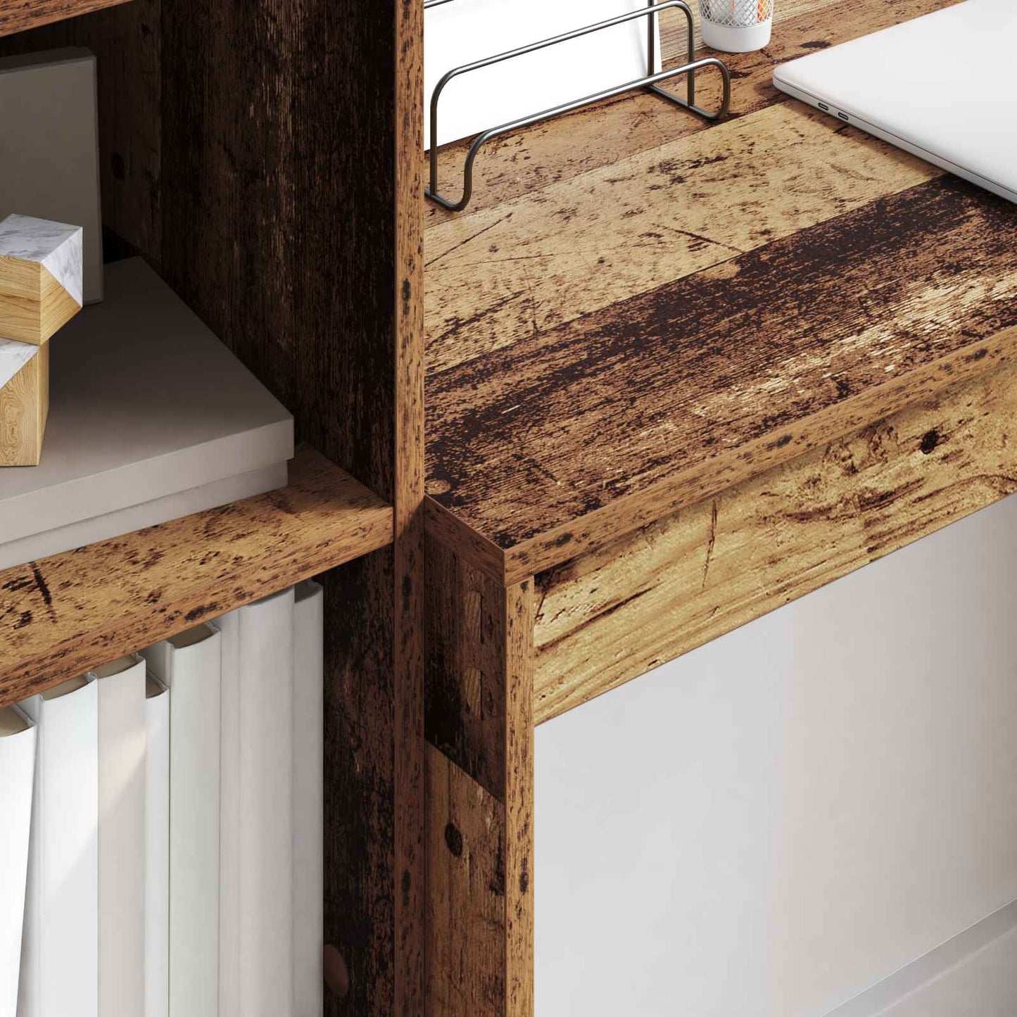 Desk with Drawer with Shelf with Storage 2 pcs Old Wood