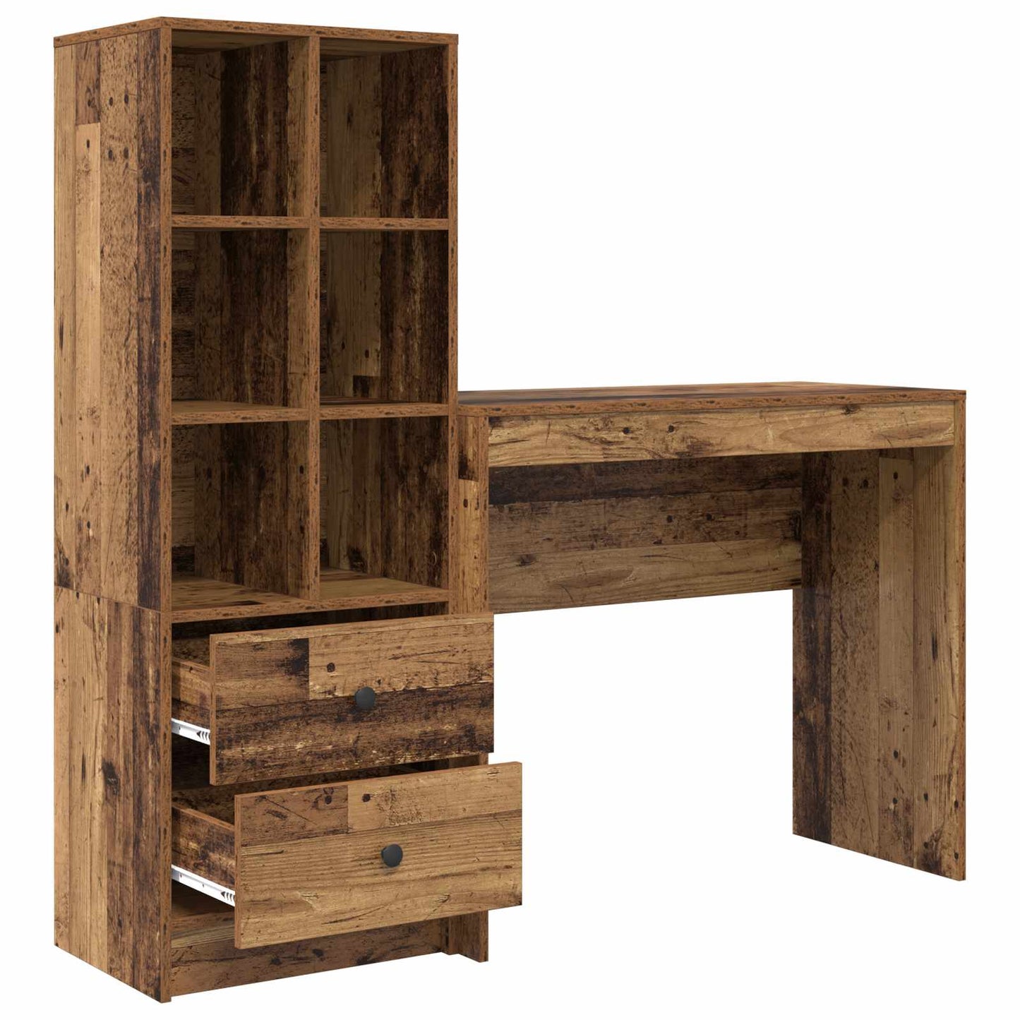 Desk with Drawer with Shelf with Storage 2 pcs Old Wood