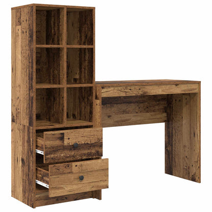 Desk with Drawer with Shelf with Storage 2 pcs Old Wood