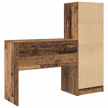 Desk with Drawer with Shelf with Storage 2 pcs Old Wood