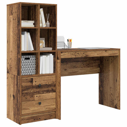 Desk with Drawer with Shelf with Storage 2 pcs Old Wood