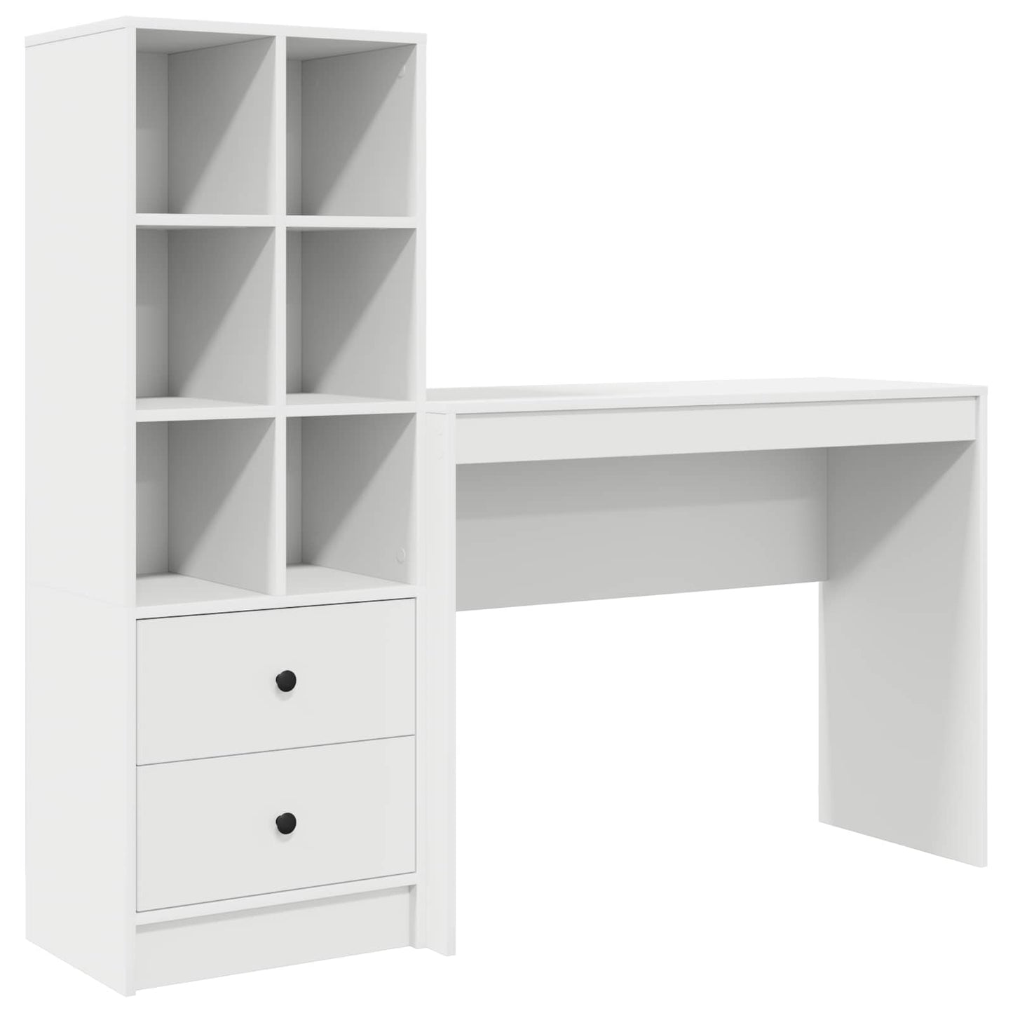 Desk with Drawer with Shelf with Storage 2 pcs White