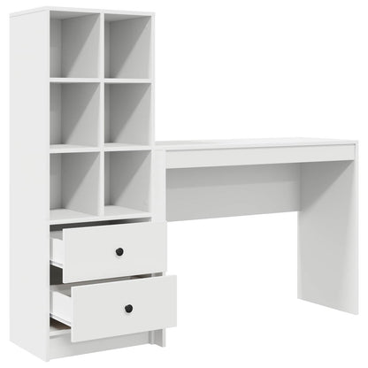 Desk with Drawer with Shelf with Storage 2 pcs White