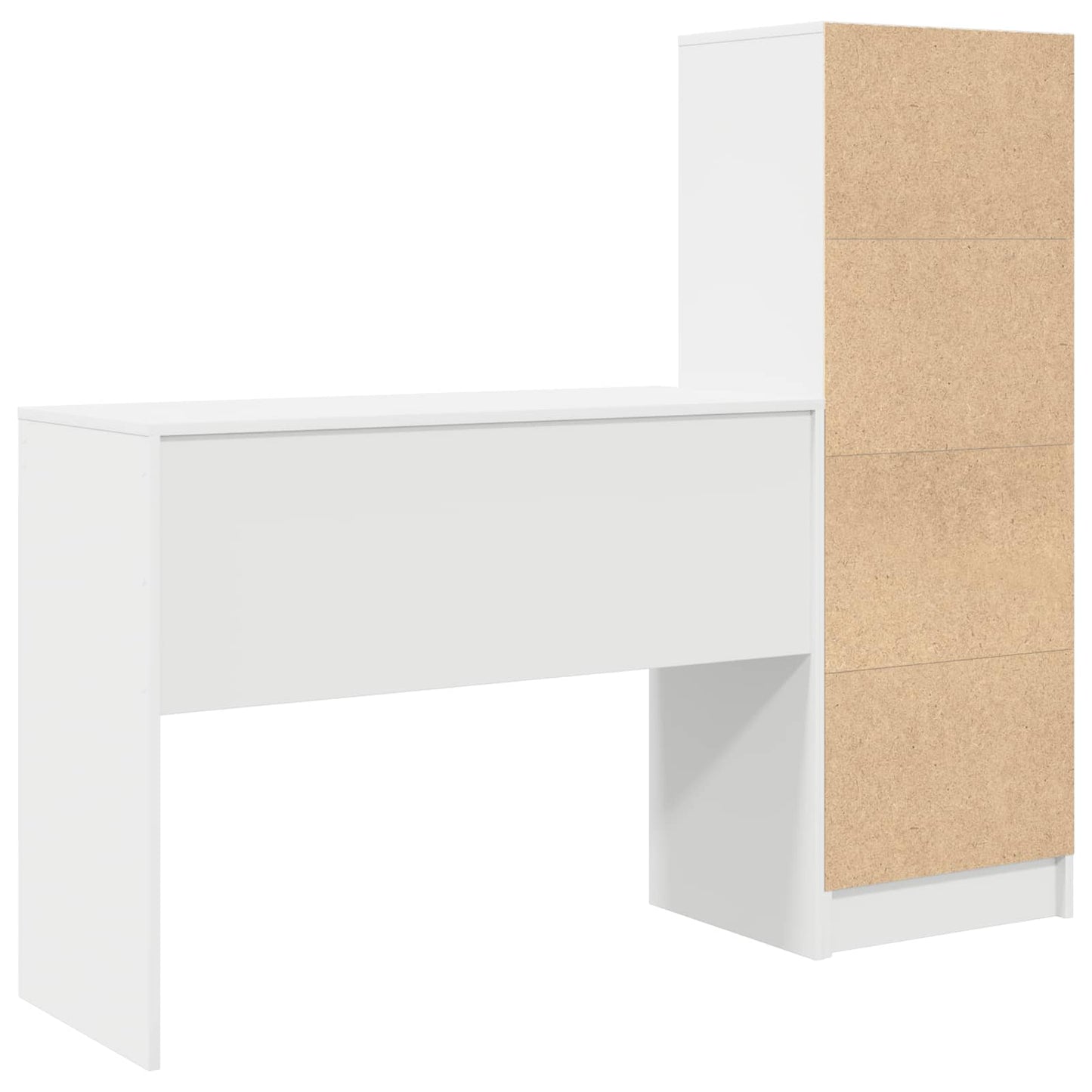 Desk with Drawer with Shelf with Storage 2 pcs White
