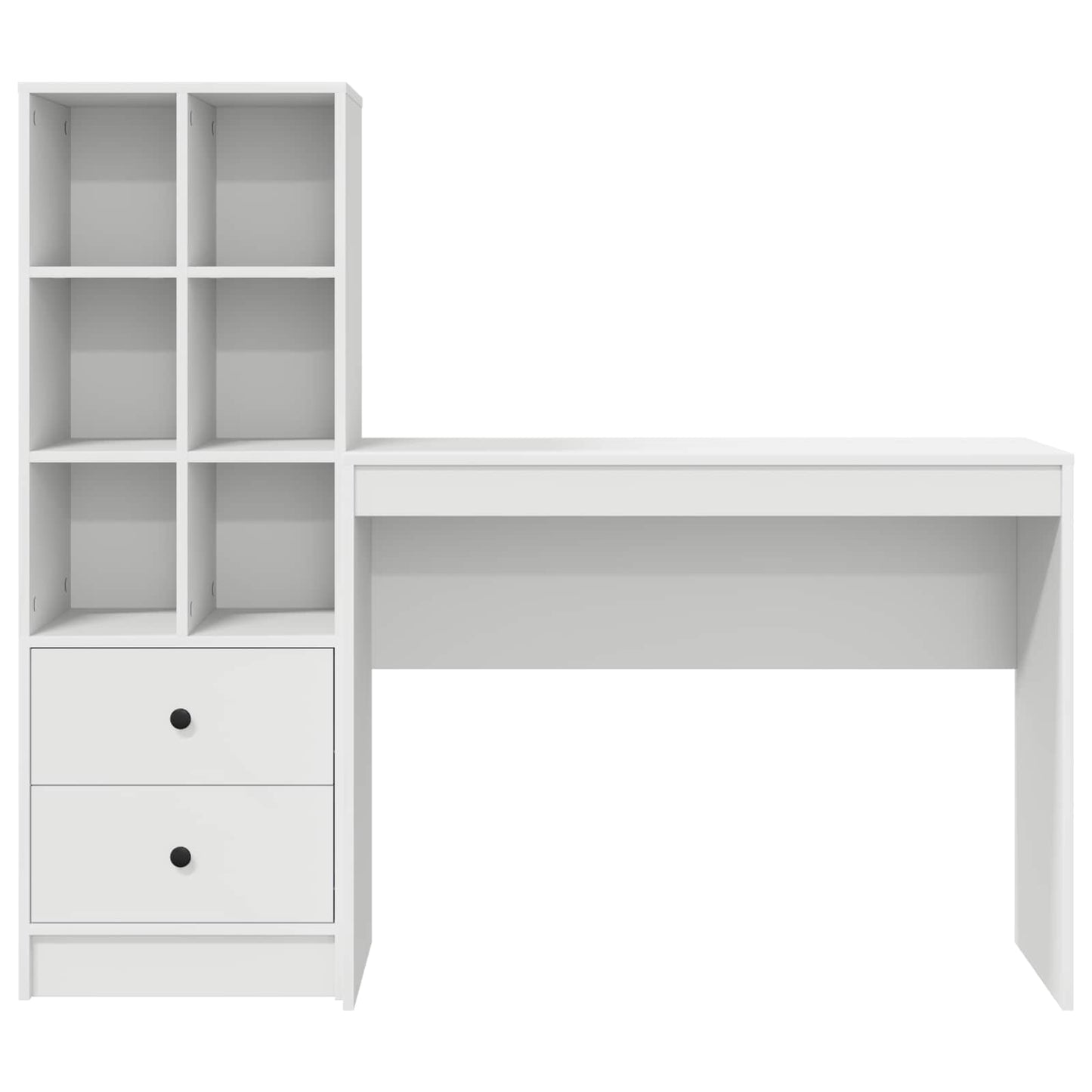 Desk with Drawer with Shelf with Storage 2 pcs White