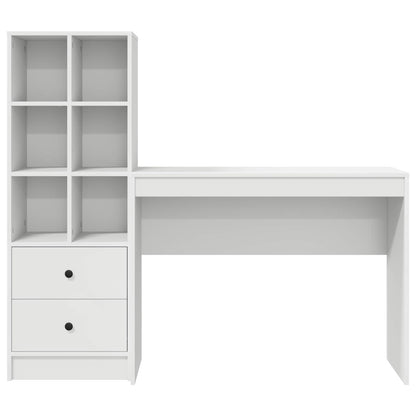 Desk with Drawer with Shelf with Storage 2 pcs White
