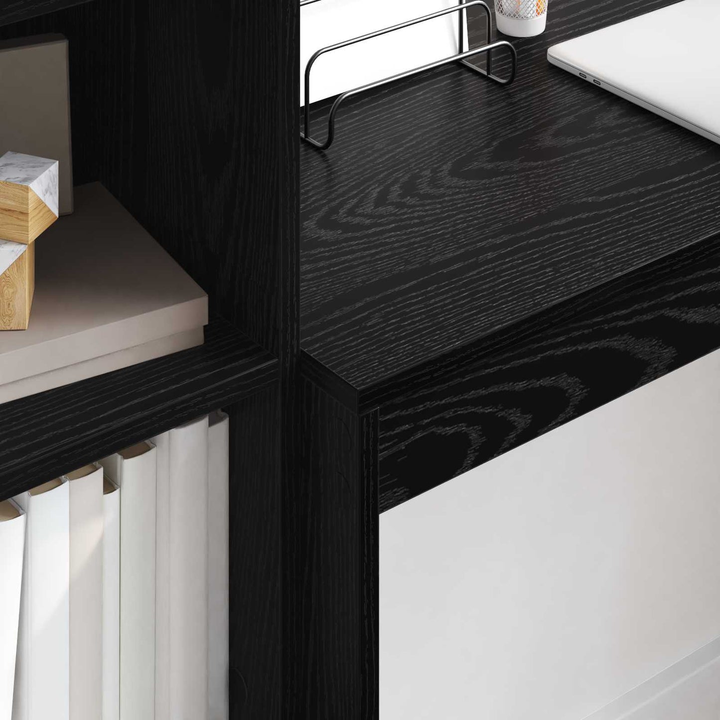 Desk with Drawer with Shelf with Storage 2 pcs Black Oak
