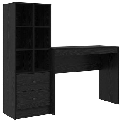 Desk with Drawer with Shelf with Storage 2 pcs Black Oak