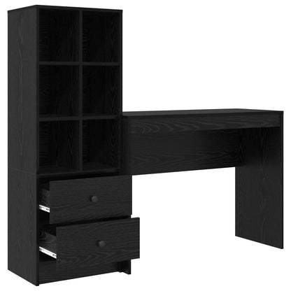 Desk with Drawer with Shelf with Storage 2 pcs Black Oak