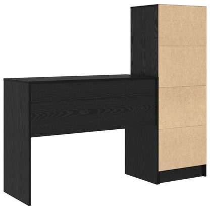 Desk with Drawer with Shelf with Storage 2 pcs Black Oak