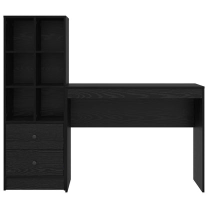 Desk with Drawer with Shelf with Storage 2 pcs Black Oak