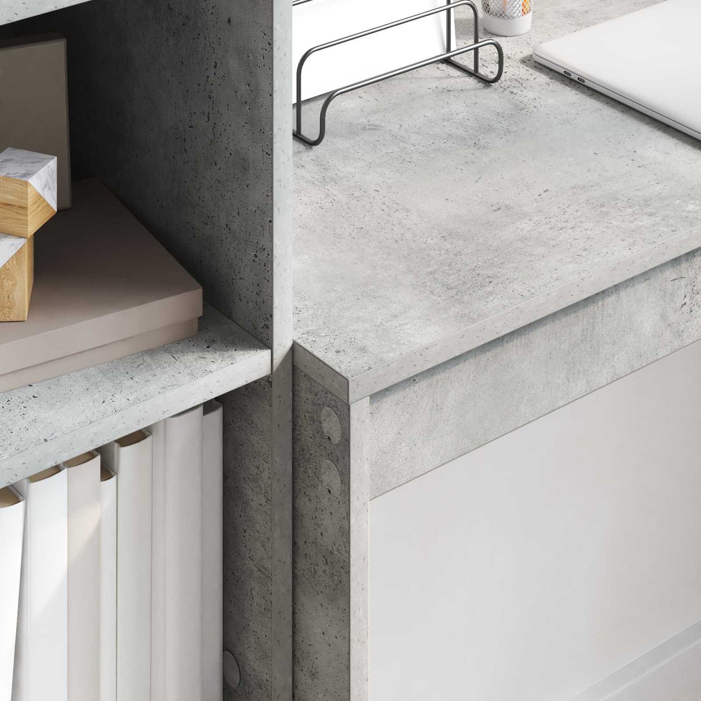Desk with Drawer with Shelf with Storage 2 pcs Concrete Grey