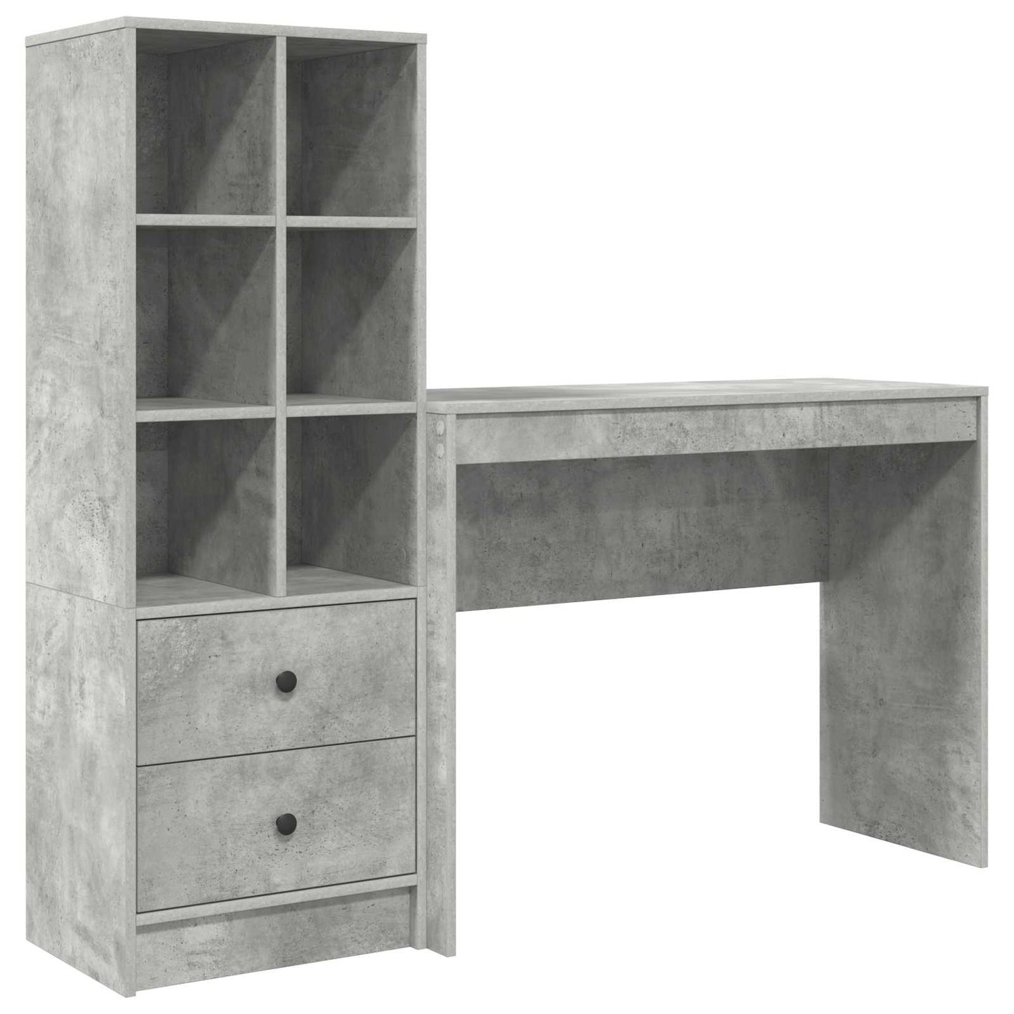 Desk with Drawer with Shelf with Storage 2 pcs Concrete Grey