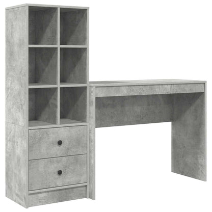 Desk with Drawer with Shelf with Storage 2 pcs Concrete Grey